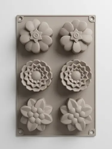 Thick silicone baking mold, three types of flower shapes, Model KS80