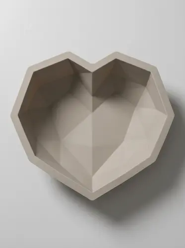 Thick silicone large faceted heart-shaped mold for cupcakes and cakes, Model KS96