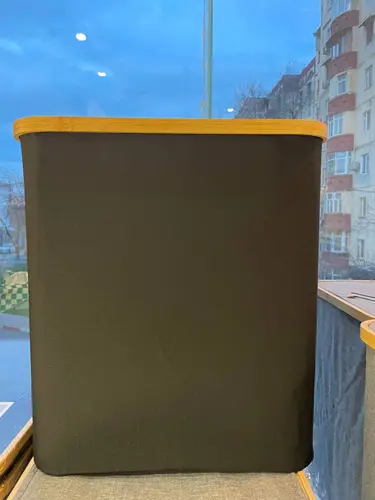 Корзина для белья с бамбуковой основой черная