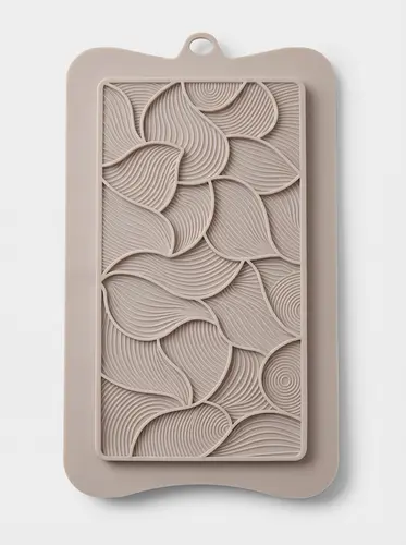 Thick silicone chocolate bar mold with delicate leaf pattern, Model KS102