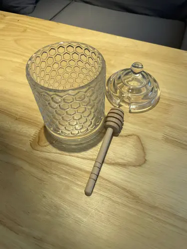 Shisha asal idishi, yog'och qoshiqcha bilan, model X-GV19