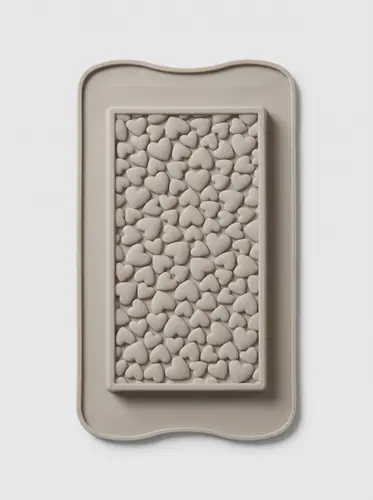 Thick silicone chocolate bar mold with a fine heart pattern relief, Model KS99