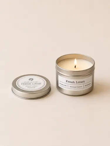 Ароматическая свеча Fresh Linen, серебристая, модель X-CND5-B
