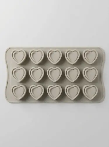 Thick silicone mold for chocolate and candies in double heart shape, Model KS112