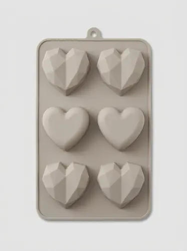 Thick silicone baking mold in faceted heart shape, Model KS85