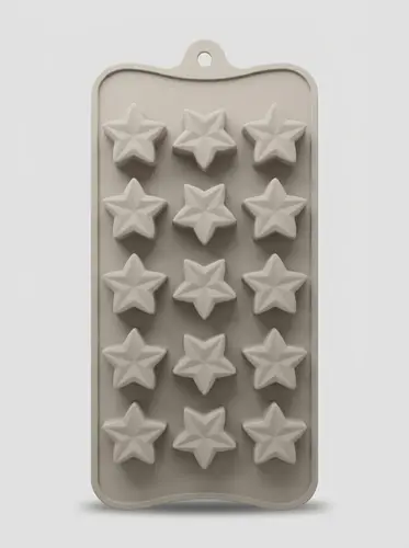 Thick silicone mold for chocolate and candies in small star shapes, Model KS117