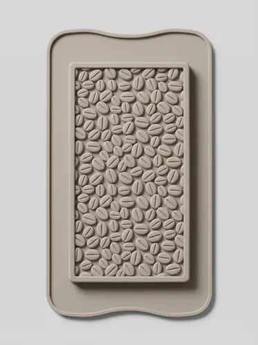 Thick silicone chocolate bar mold with coffee bean relief, Model KS100