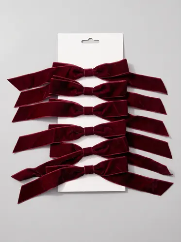 Bordo baxmal yangi yil bantlari to'plami, 6 dona, 14 × 14 sm