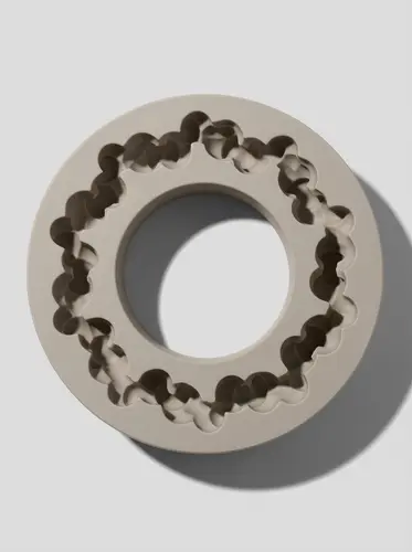 To'lqinli chekkali halqa shaklidagi tort bezash uchun qalin silikon mog'or, Model KS159