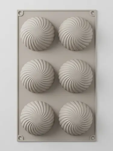 Thick silicone baking mold, large spheres and hemispheres with fan ribs, Model KS68