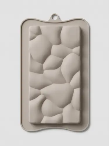 Thick silicone mold for chocolate bar with river pebble texture, Model KS104